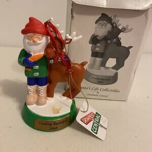 2008 Santa’s Life Collection By Ornament Central Feeding Rudolph Christmas Theme